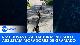 RS Rachaduras no solo fazem moradores de Gramado deixarem suas casas  SBTNewsnaTV 231123 [upl. by Annoyt292]