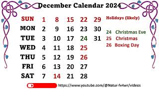 December 2024 Calendar calendar Calendar2024 calendardecember 2024december december 2024 2024 [upl. by Hesther]