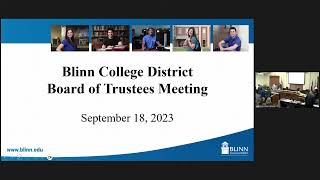 Blinn College District  Board Meeting  September 18 2023 [upl. by Ro]