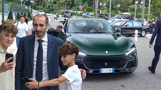 Giorgio CHIELLINI in his NEW FERRARI PUROSANGUE Driving through the Streets of Monaco [upl. by Neilla]