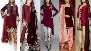 maroon color party wear dresses maroon color designer gown shalwar kameez kurti [upl. by Lorrad]