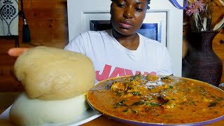 Asmr mukbang first time trying peanut butter soup and fufu [upl. by Sterne]