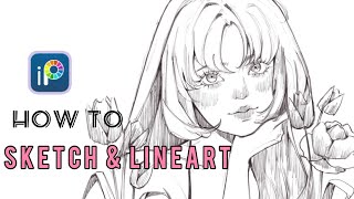 How to Sketch Lineart in ibisPaintX  tutorial with my Brushes  eng sub🌷 [upl. by Perlman]