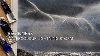 BEGINNERS THUNDER STORM SKY Beautiful Watercolor Landscape Painting Tutorial Watercolour techniques [upl. by Dorman]