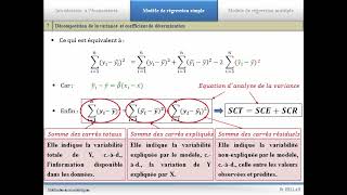 Modèle de régression linéaire simple  Décomposition de la variance et coefficient de détermination [upl. by Lange]