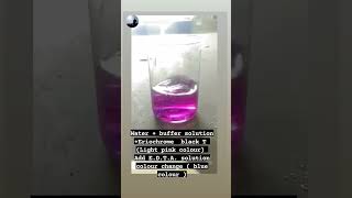 water Buffer solution  Eriochrome blackT  light pink colour Add EDTA solution colour change [upl. by Settera]