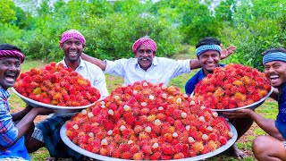 RAMBUTAN FRUIT  100 KG Rambutan Fruits for Cooking Fruit Pickle Recipe  Curd Rice amp Pickle Recipe [upl. by Aynosal]