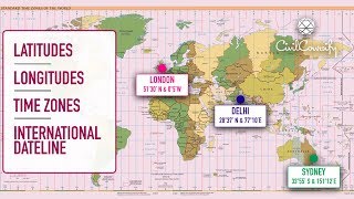 Latitudes Longitudes Time Zones amp International Dateline [upl. by Namyac]