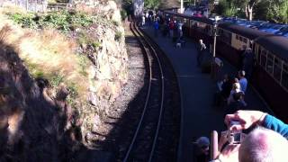 Gravity train passes through TanyBwlch on the Ffestiniog [upl. by Neveda]