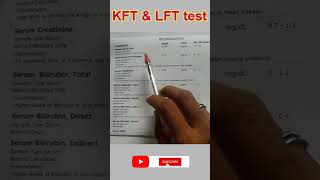 kidney function Test  Liver function Test normal range shorts shortfeed [upl. by Assirralc]