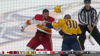 Milan Lucic drops the gloves with Mark Borowiecki [upl. by Derinna117]