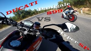 Ducati Hypermotard SP 821 vs Ducati Panigale 899 vs Yamaha R1  Curvas Bombarral [upl. by Fredette]