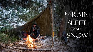 3 Days SOLO CAMPING in ICE RAIN SLEET and SNOW [upl. by Nilya]