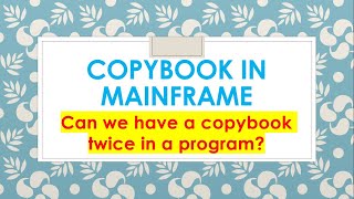 Copybook in Mainframe Replacing COBOL Can we use same copybook twice in a program  Mainframe Guru [upl. by Eedebez]