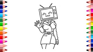 How to draw tv woman easy  Titan tv woman drawing step by step [upl. by Noraed]