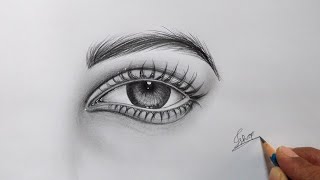 Eye drawing easy tutorial  How to draw a realistic eye portrait for beginners step by step drawing [upl. by Tergram385]