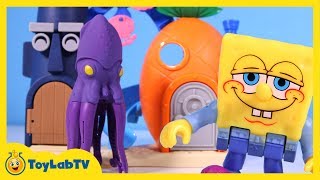 SpongeBob Playset Imaginext Toy amp Matchbox Undersea Squid Story from ToyLabTV Videos For Kids [upl. by Einalem]