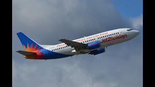 Jet2 Boeing 737300 Take Off from Newcastle Airport [upl. by Hoopes422]