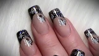 Stamping Glitter Nageldesign mit Schmetterlingen  Nail art design Tutorial [upl. by Asteria]