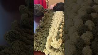 Hand knitted chunky yarn blanket viralvideos blanket tutorial handknitting fingerknitting [upl. by Jarnagin]