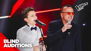 Francesco e il suo violino conquistano Gigi D’Alessio  The Voice Kids 3 Blind Auditions [upl. by Anawt]