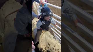 Rodeo time Second ride for this cowboy He’s learning the way rodeo bullriders cowboyride [upl. by Yevreh147]