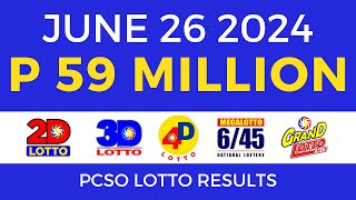 Lotto Result Today 9pm June 26 2024  PCSO Complete [upl. by Eifos]