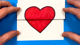 How to Draw Heart Transformation  Folding Surprise  Paper Craft [upl. by Richella]