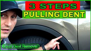 3 Steps To Pulling Out A Dent On A Car [upl. by Ahsinac]