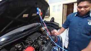 Cara Mudah isi freon AC Mobil langkahlangkah pengisian refrigerant ac mobil [upl. by Aliuqa]