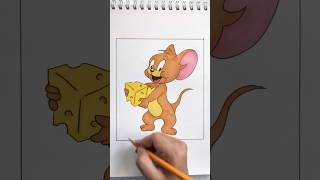 Cutie Jerry with cheese cartoon drawing art for beginners🤗 shortsfeed tomandjerry cartoondrawing [upl. by Alaunnoif]