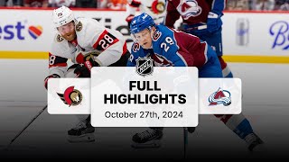 Senators at Avalanche  October 27 2024  NHL Full Game Highlights [upl. by Deck]