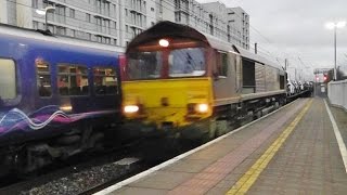 DBS Class 66 No 66066 at Hayes amp Harlington  Dagenham to Didcot Car Train  27 Nov 2015 [upl. by Kessia]