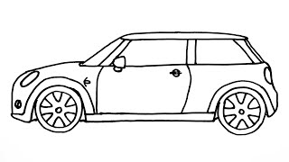 ‏How to Draw Mini Cooper Sports Car  Easy Cars Drawing  Mini Cooper Araba Çizimi [upl. by Yrruc]