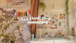 AESTHETIC DESK SETUP and Stationery Organization  Art desk tour  Aasthaetics [upl. by Enidualc182]