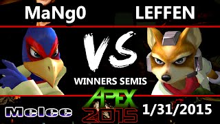 Apex 2015  Leffen Fox Vs Mango Falco  Winners Semis  SSBM [upl. by Hsakiv4]