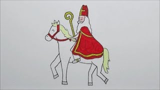 Sinterklaas amp Amerigo leren tekenen in stappen [upl. by Samtsirhc]