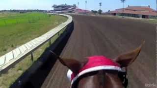 Dean Butler Helmet Jockey Cam at Canterbury Park [upl. by Nahtnhoj265]