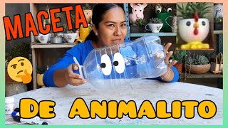 Como hacer MACETAS con botellas de plástico MACETA ANIMALITO macetas recicladas MACETA POLLO 🐔 [upl. by Adelbert]