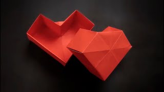 Origami Heart Box With a Lid  How to Fold [upl. by Amasa]