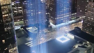 911 Memorial lights up Manhattan to mark 23 years [upl. by Atteuqaj51]