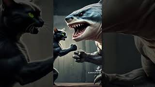 Muscular cat vs shark monster cat cutecat aicat kitten catstory 4k [upl. by Bonner]