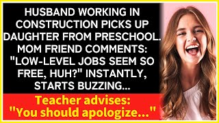 Preschool Pickup Goes Wrong Teacher Steps In After Mom Friend Insults Construction Worker [upl. by Atteinotna]