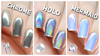 Apply Chrome Holo amp Mermaid Nail Powders PERFECTLY [upl. by Kolva269]