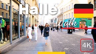 Halle Saale Germany Walking Tour 4K City Center Street Walk [upl. by Natsyrt]