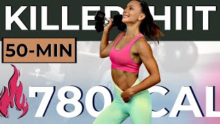 60MIN KILLER HIIT WORKOUT WITH WEIGHTS total body sculpting fast weight loss afterburn  abs [upl. by Fisken]