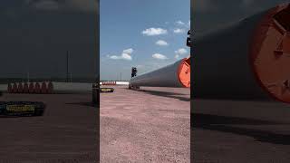 Loading Semi with Wind Tower Section manufacturing windenergy heavyequipment trucking [upl. by Imena]