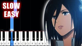 Vogel im Kafig  Attack on Titan OST  SLOW EASY Piano Tutorial [upl. by Kendrick423]