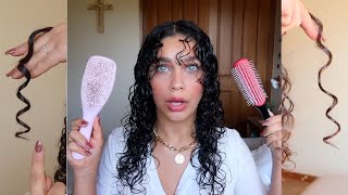 DENMAN BRUSH VS TANGLE TEEZER for styling defined spiral curls  curly hair  Jayme Jo [upl. by Lombardo]