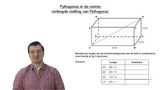 Pythagoras in de ruimte De verlengde stelling van Pythagoras VMBO [upl. by Lathrope915]